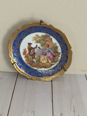 Vintage Blue Limoges Plate Excellent Condition 4" Diameter